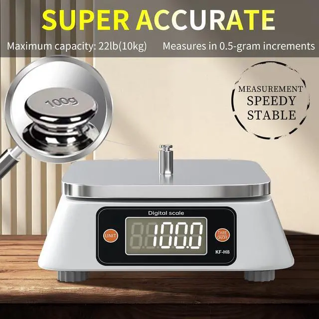 Alt view image 2 of 7 - Food Scale Digital Scale Kitchen Scales Digital Weight, YONCON Baking Scale for Bakers, Candle Making or Soap Making with Stainless Steel Large Platform, 22lb/0.5g, 3*AA Batteries and Adapter Included