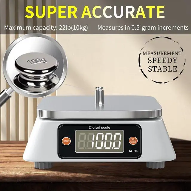 Alt view image 2 of 7 - Food Scale Digital Scale Kitchen Scales Digital Weight, YONCON Baking Scale for Bakers, Candle Making or Soap Making with Stainless Steel Large Platform, 22lb/0.5g, 3*AA Batteries and Adapter Included