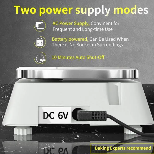 Alt view image 3 of 7 - Food Scale Digital Scale Kitchen Scales Digital Weight, YONCON Baking Scale for Bakers, Candle Making or Soap Making with Stainless Steel Large Platform, 22lb/0.5g, 3*AA Batteries and Adapter Included