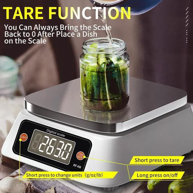 Alt view image 6 of 7 - Food Scale Digital Scale Kitchen Scales Digital Weight, YONCON Baking Scale for Bakers, Candle Making or Soap Making with Stainless Steel Large Platform, 22lb/0.5g, 3*AA Batteries and Adapter Included
