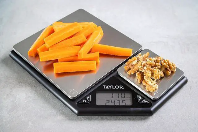 Alt view image 2 of 7 - KitchenCraft Digital Kitchen Scale Dual Platform, Pro Professional Standard, Precision Accuracy and Tare Function, Brushed Stainless Steel, 5kg Capacity Black/Silver