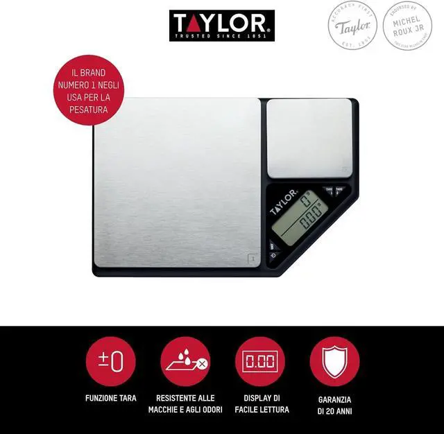 Alt view image 3 of 7 - KitchenCraft Digital Kitchen Scale Dual Platform, Pro Professional Standard, Precision Accuracy and Tare Function, Brushed Stainless Steel, 5kg Capacity Black/Silver