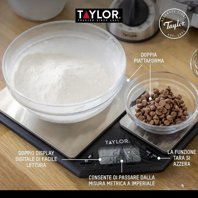 Alt view image 6 of 7 - KitchenCraft Digital Kitchen Scale Dual Platform, Pro Professional Standard, Precision Accuracy and Tare Function, Brushed Stainless Steel, 5kg Capacity Black/Silver