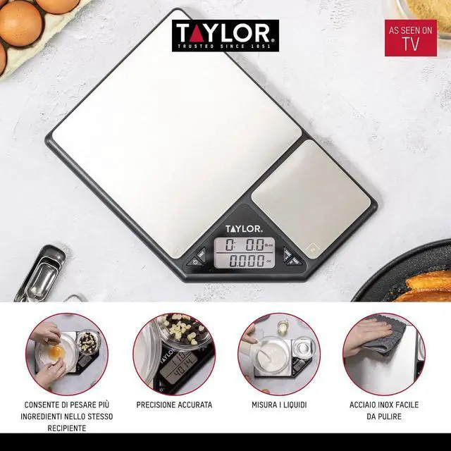 Alt view image 7 of 7 - KitchenCraft Digital Kitchen Scale Dual Platform, Pro Professional Standard, Precision Accuracy and Tare Function, Brushed Stainless Steel, 5kg Capacity Black/Silver