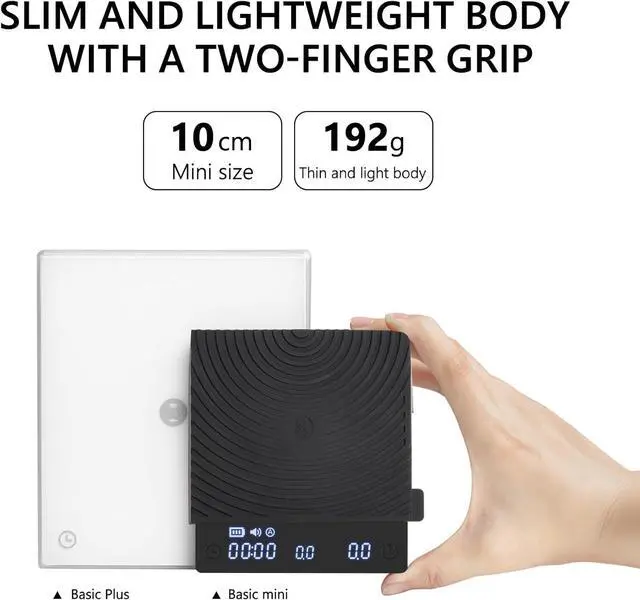 Alt view image 2 of 7 - Basic Mini Coffee Scale, Multifunction Electronic Espresso Scale, Weigh Digital Drip Cone Scale with Timer, Ultra Thin and LightMini Digital Food Kitchen Scale for Baking, Cooking