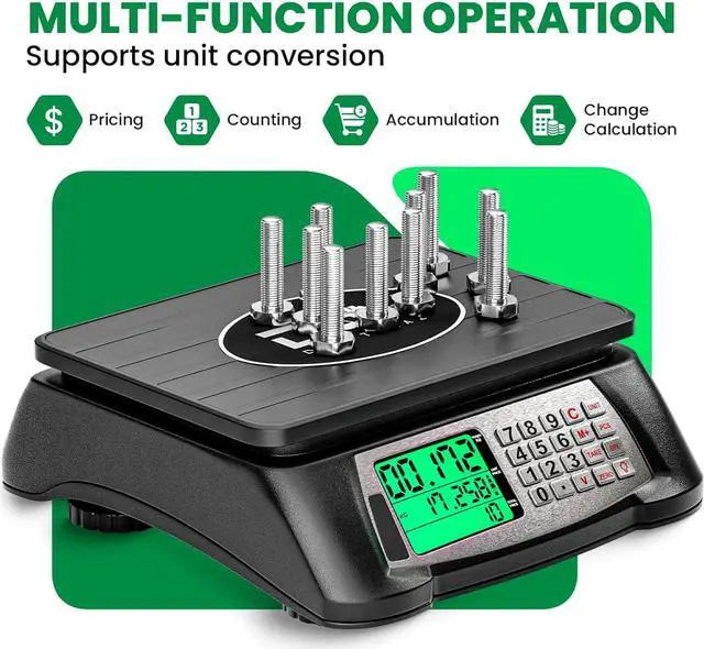 Alt view image 3 of 7 - Digital Commercial Scale for Food with Counting Function (66lb/30kg) - Waterproof Price Computing Scale with Dual LCD Display & 0.002lb/1gr Accuracy - Digital Food Scale for Produce Meat, Fruit, etc.