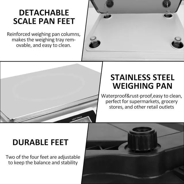 Alt view image 7 of 7 - Digital Commercial Price Scale 88lb/40kg Price Computing Scale, Food Produce Counting Weight Scale with Dual LCD Display for Farmers Market, Retail Outlets, Meat Shop, Deli