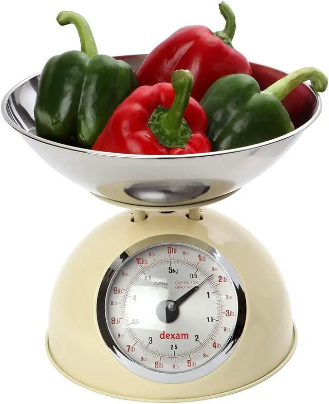 Main image of 17848104 Cream Retro Kitchen Scales with a Large Bowl, Stainless Steel