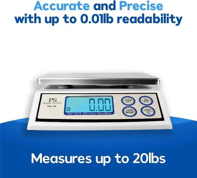 Alt view image 3 of 6 - Scale PS-20 Digital Kitchen Portion Scale - 20lb Electric Kitchen Scale with 0.01lb Readability - Removable Platter & LCD Display - KG, Lb, & Oz Unit Conversion (AC & Battery Powered)