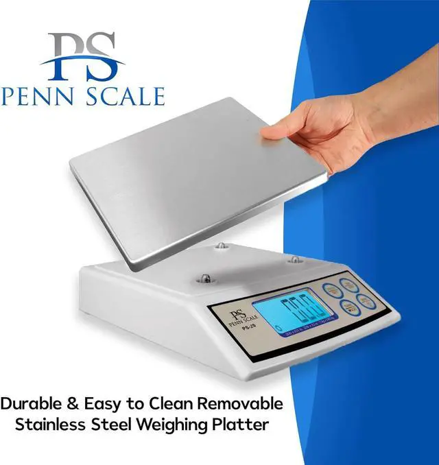 Alt view image 4 of 6 - Scale PS-20 Digital Kitchen Portion Scale - 20lb Electric Kitchen Scale with 0.01lb Readability - Removable Platter & LCD Display - KG, Lb, & Oz Unit Conversion (AC & Battery Powered)