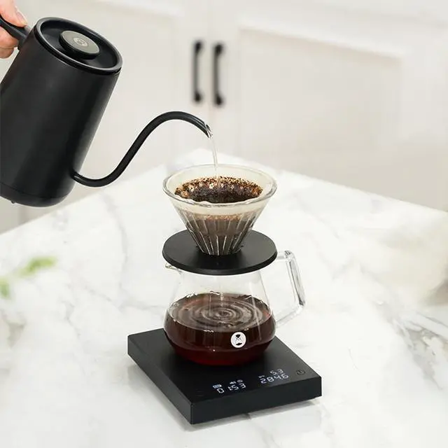Alt view image 2 of 7 - Black Mirror Basic 2 Coffee Scale with Timer, 2kg/0.1g High Precision Kitchen Scale, Espresso Scale with Flow Rate Function, Digital Coffee Scale for Pour Over Drip Coffee with Silicone Cover