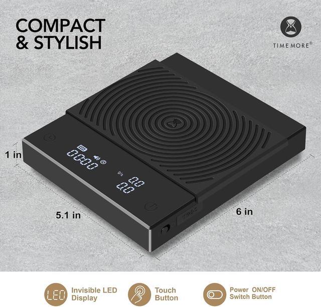 Alt view image 3 of 7 - Digital Espresso Coffee Scales Kitchen Scales with Auto Timing, 2000 Grams, Black