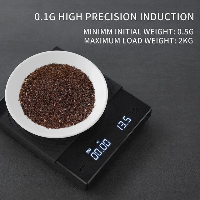 Alt view image 2 of 7 - Digital Espresso Coffee Scales Kitchen Scales with Auto Timing, 2000 Grams, Black