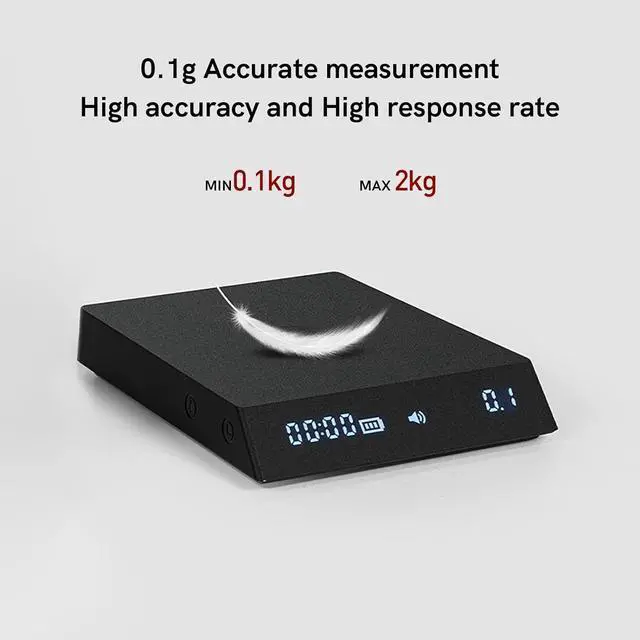 Alt view image 3 of 7 - Black Mirror Nano Coffee Scale, Mini Espresso Scale for Baking Cooking Flow Measurement, Digital Food Scale Poor Over Hand Drip Scale Weighing Instrument Auto Mode Timer Function LED, Black