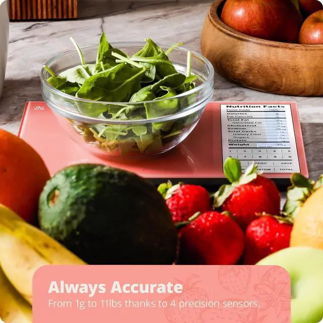 Alt view image 4 of 7 - Scale by Greater Goods, Food Grade Glass, Calorie Counting Scale, Meal Prep Scale, and Weight Loss Scale, Pink