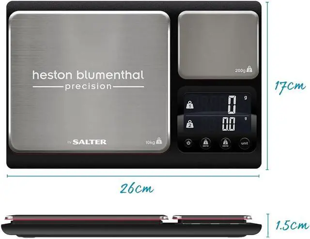 Alt view image 7 of 7 - Blumenthal Dual Platform Precision Scale by Salter, 10kg Capacity, Ultimate Accuracy Platforms, Easy-to-Read Digital Display, Measures Metric and Imperial Weight, Aquatronic Feature - Black