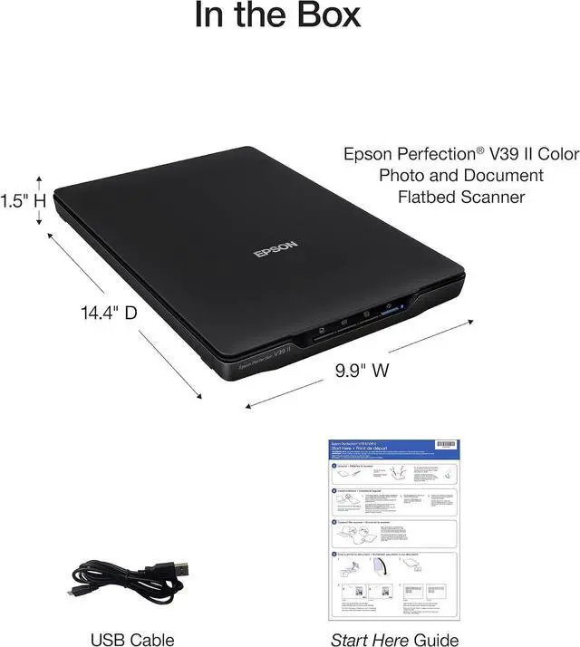 Alt view image 7 of 7 - Perfection V39 II - Color Photo and Document Flatbed Scanner - 4800 dpi Optical Resolution - High-Rise, Removable Lid - Scan to Cloud - USB Power - Image Scanning - Black