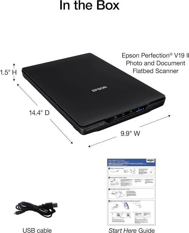 Alt view image 4 of 7 - Perfection V19 II Color Photo and Document Flatbed Scanner with 4800 dpi Optical Resolution, USB Power and High-Rise, Removable Lid