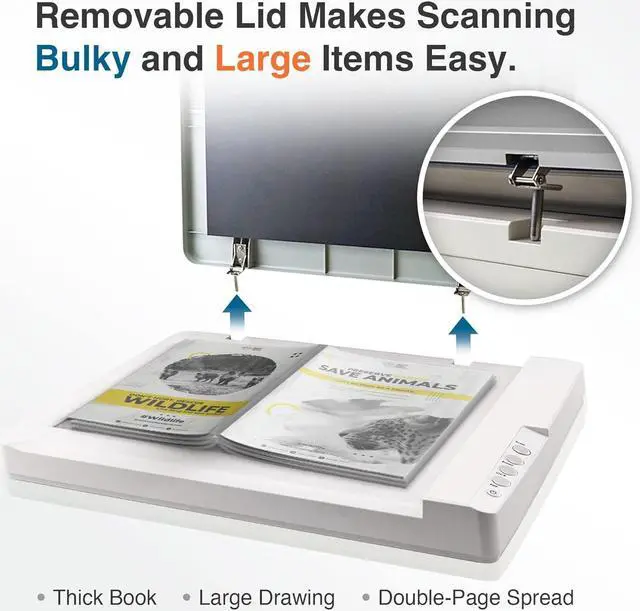 Alt view image 7 of 7 - Large Format Flatbed Scanner OS 1180 - A3 / Tabloid/Legal Size scan, Up to 1200 DPI scan Resolution for Blueprints and Document. Design for Library, School and Soho, Support Mac and PC