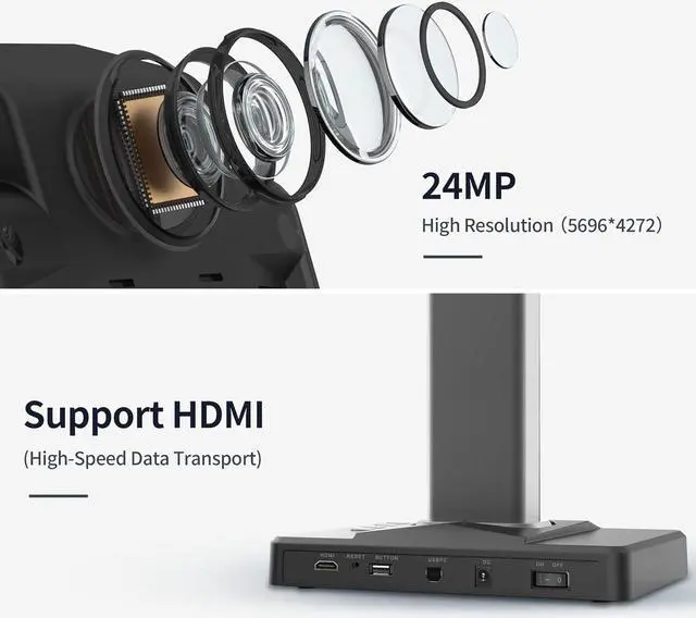 Alt view image 2 of 7 - ET24 Pro Professional Book Scanner, 24MP Document Camera, 3rd Gen Auto-Flatten & Deskew Tech, A3 Document Scanner, 180+ Languages OCR, Support HDMI, for Windows/MacOS/Linux