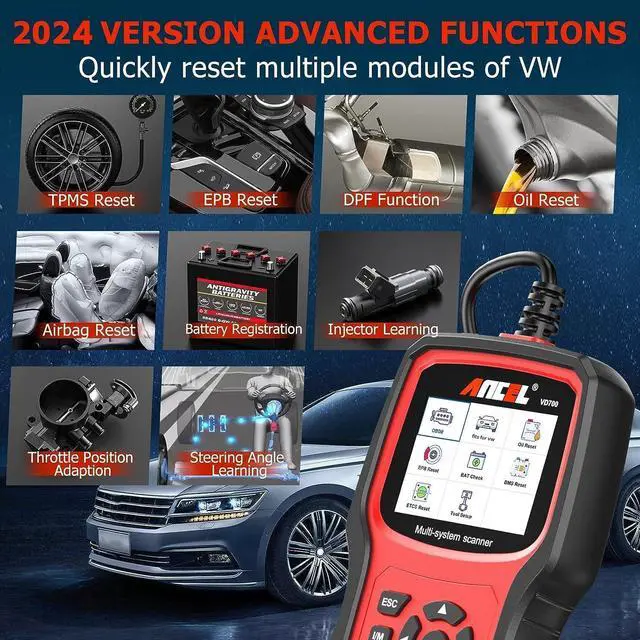 Alt view image 2 of 7 - VD700 Full Systems Diagnostic Tool Fit for Volkswagen VW Audi Skoda Seat, All Functions OBD2 Scanner Car Code Reader for VAG Vehicles with Battery Registration EPB Reset (Upgraded VD500)