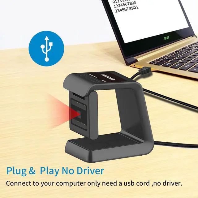 Alt view image 2 of 7 - 1D 2D Hands-Free Barcode Scanner, with Omnidirectional Automatic Sensing Scanning Barcode Reader Adjustable Screen Scanning Platform Scanner for POS PC Supermarket Bookstore