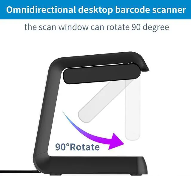 Alt view image 7 of 7 - 1D 2D Hands-Free Barcode Scanner, with Omnidirectional Automatic Sensing Scanning Barcode Reader Adjustable Screen Scanning Platform Scanner for POS PC Supermarket Bookstore