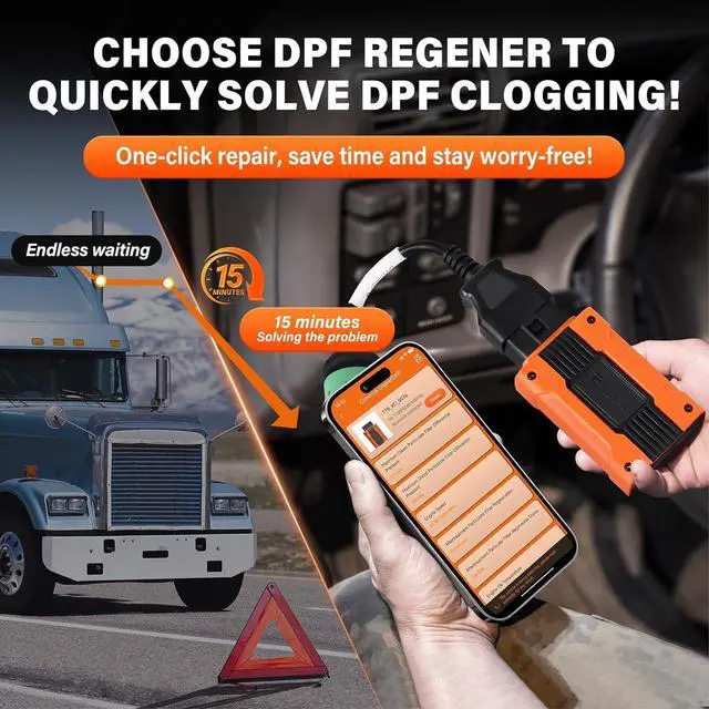 Alt view image 3 of 7 - Emergency DPF Regener Tools, DPF Regeneration and Reset Device for Heavy Duty Trucks, DPF Regeneration Scanner  Truck Engine Compatible with Cummins, Caterpillar, Paccar, and Detroit Engines