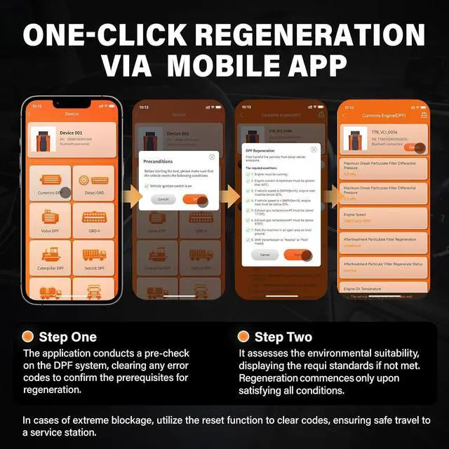 Alt view image 6 of 7 - Emergency DPF Regener Tools, DPF Regeneration and Reset Device for Heavy Duty Trucks, DPF Regeneration Scanner  Truck Engine Compatible with Cummins, Caterpillar, Paccar, and Detroit Engines
