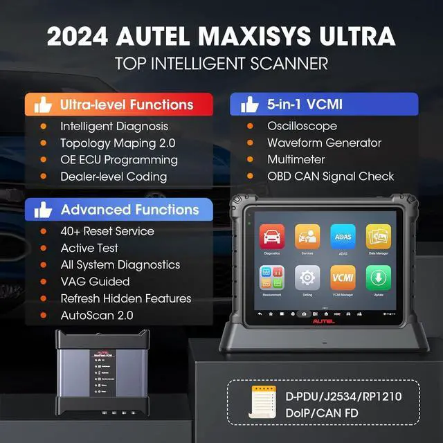 Alt view image 2 of 7 - Autel MaxiSYS Ultra Scanner: Top Auto Tool with 40+ Service, 5-in-1 VCMI, ligent Scan, Topology Map, ECU Programming & Coding, Upgraded of MaxiCOM Ultra Lite Elite II Pro MS919 Ultra EV
