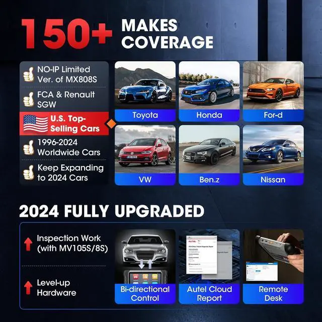 Alt view image 5 of 7 - Scanner MaxiCOM MK808S: 2024 Bidirectional Tool as MK808BT Pro MX808S M808Z, Function as MaxiCheck MX900, 28+ Service, Active Test, All System Diagnose, Injector Coding, FCA Autoauth Android 11