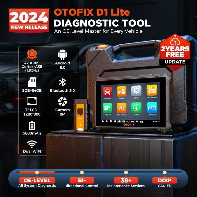 Alt view image 2 of 7 - D1 Lite Bidirectional Scan Tool with 2-Year Updates, 2024 Newest All System Automotive Diagnostic Scanner, 38+ Reset Services, FCA AutoAuth, Active Test, CANFD&DOIP, Auto VIN