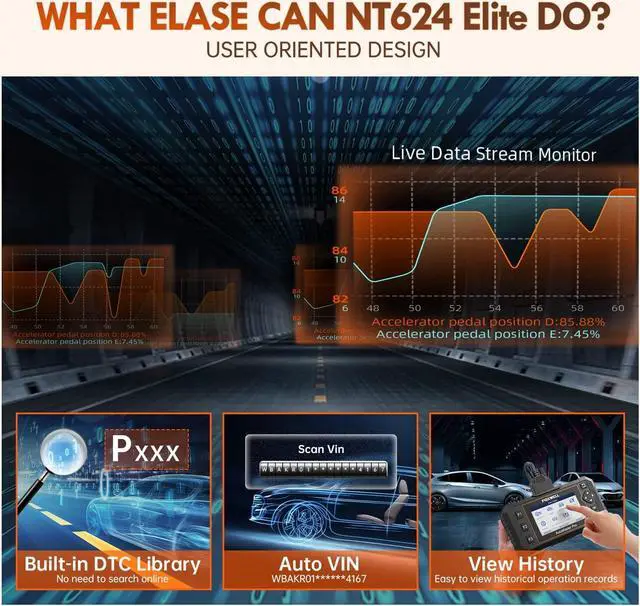 Alt view image 6 of 7 - Car Scanner NT624 Elite All System OBD2 Scanner Diagnostic Tool 8 Reset Code Reader ABS/SAS/TPS/Oil/EPB/BRT Scanner for Car Lifetime Update Car Diagnostic Scanner with Battery Test