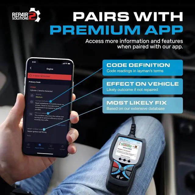Alt view image 7 of 7 - 420 Bluetooth OBD2 Scanner Diagnostic Tool - Vehicle Code Reader for Car - Clears Check Engine Light - Comes with Premium OBD App On IOS & Android - Works For All Cars 1996 & Newer