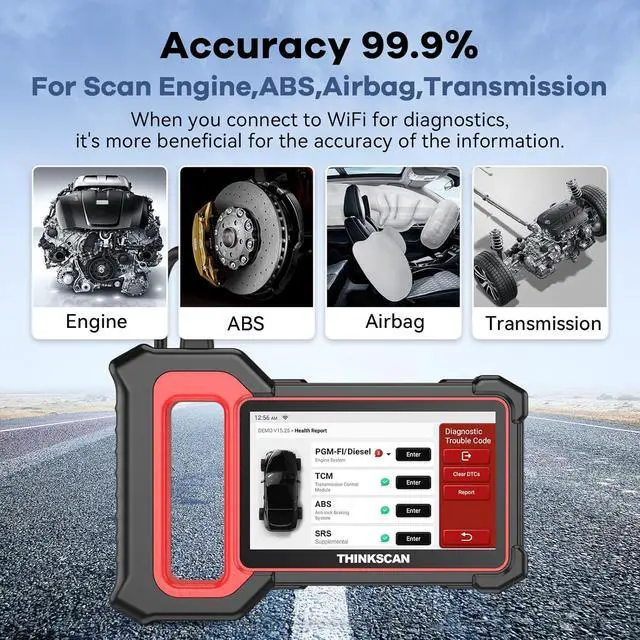 Alt view image 3 of 7 - OBD2 Scanner, ABS/SRS/ECM/TCM System Car OBD Diagnostic Scan Tool, 94+ Vehicle Brands Car Code Reader, AutoAuth for FCA SGW