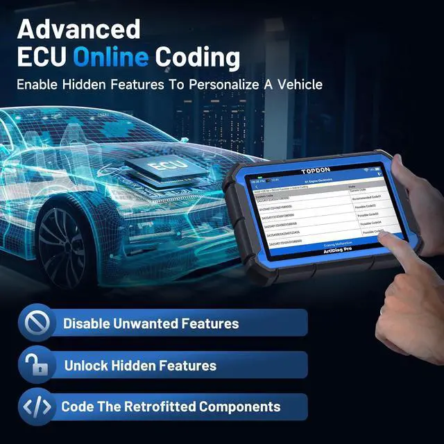Alt view image 2 of 7 - Bidirectional Scan Tool, ECU Coding OBD2 Scanner Diagnostic Tool, 2 Years Free Update(Worth 300)/FCA Autoauth/35+ Services/All System Diagnosis