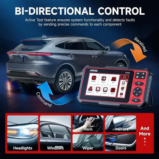 Alt view image 3 of 7 - DS300 Bidirectional Scan Tool, Wireless OBD2 Scanner Diagnostic Tool with 30+ Resets, 3-Year Updates, 24h Online Chat, Active Test, All System Diagnose, Injector Coding, FCA Autoauth, Android 10