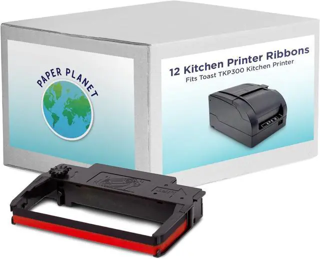 Main image of Red and Black Ink Printer Ribbons for Toast TKP300 Kitchen Printer by Paper Planet | Compatible with TKP300 SNBC BTP-M300 | 12 Ink Ribbons