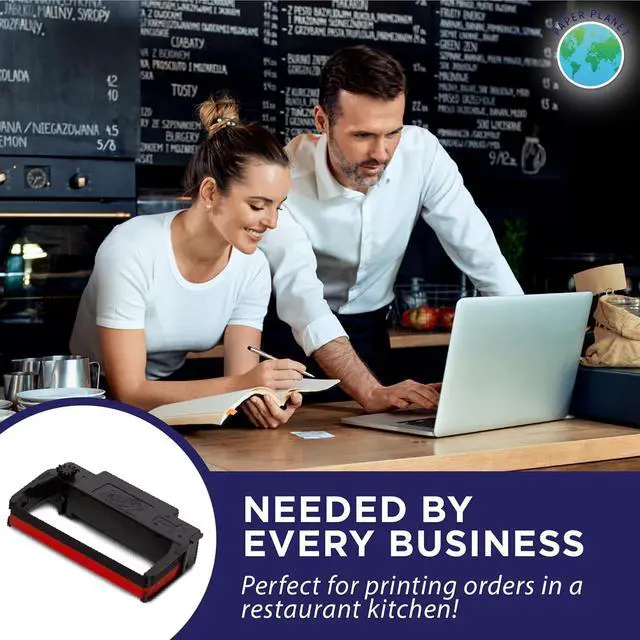 Alt view image 5 of 7 - Red and Black Ink Printer Ribbons for Toast TKP300 Kitchen Printer by Paper Planet | Compatible with TKP300 SNBC BTP-M300 | 12 Ink Ribbons