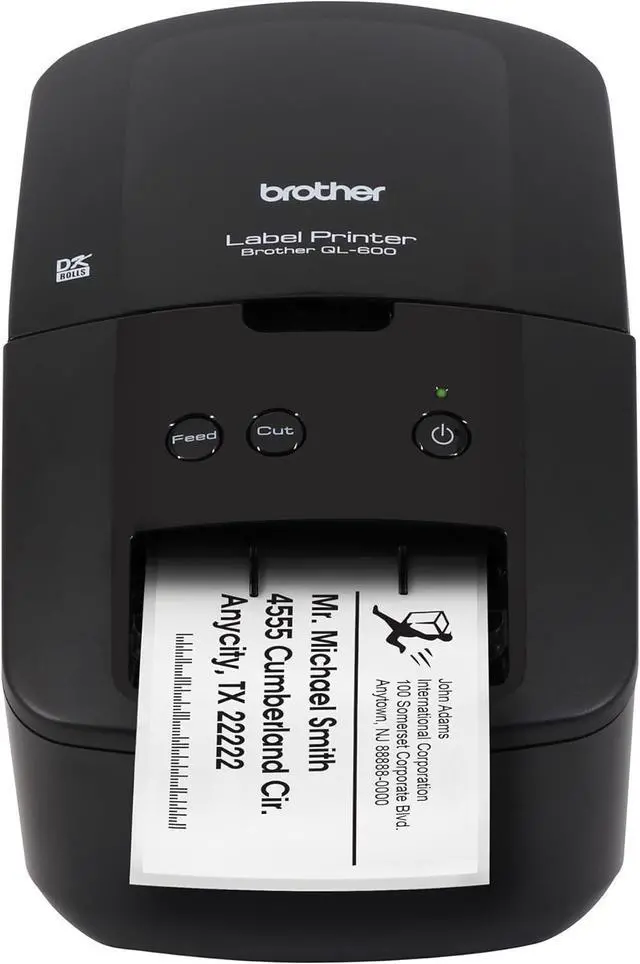 Alt view image 3 of 7 - QL-600 Desktop Monochrome Label Printer, up to 2.4" Label Width, No Ink Required, uses Genuine DK Drop-in Rolls for Fast Labeling and Easy Integration with  Applications