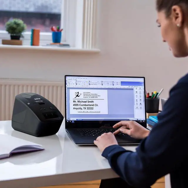 Alt view image 6 of 7 - QL-600 Desktop Monochrome Label Printer, up to 2.4" Label Width, No Ink Required, uses Genuine DK Drop-in Rolls for Fast Labeling and Easy Integration with  Applications