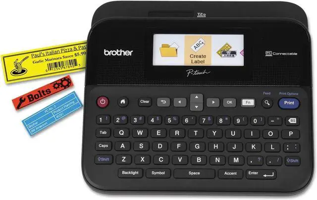 Alt view image 3 of 4 - P-Touch Label Maker, PC-Connectable Labeler, PTD600, Color Display, High-Resolution PC Printing, Black, Black/Gray