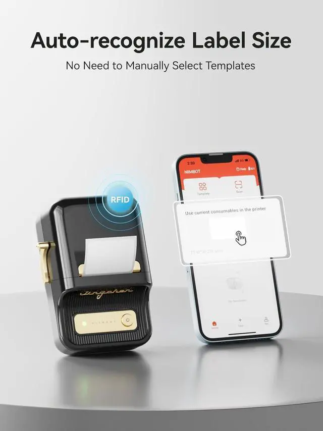 Alt view image 4 of 7 - B21 Label Printer,Bluetooth Thermal Label Maker,Ideal for Home Organization,Business,Ofice,50x30mm Label,230Pcs(Black)