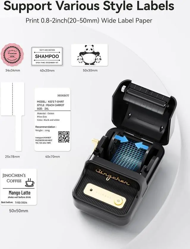 Alt view image 5 of 7 - B21 Label Printer,Bluetooth Thermal Label Maker,Ideal for Home Organization,Business,Ofice,50x30mm Label,230Pcs(Black)