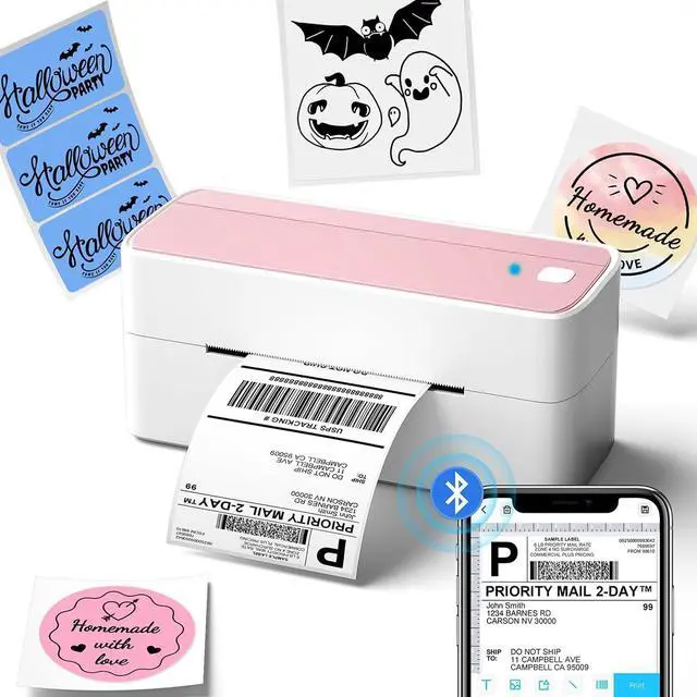 Main image of Bluetooth Thermal Label Printer, 241BT 4X6 Wireless Shipping Label Printer for Small Business, Pink Label Printer for Shipping Package, Compatible with iPhone, Android, , Shopify, UPSP