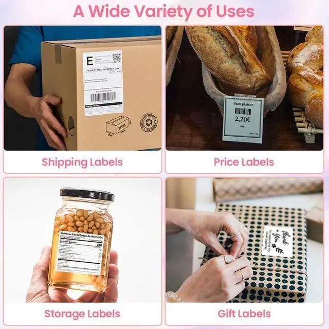 Alt view image 7 of 7 - Bluetooth Thermal Label Printer, 241BT 4X6 Wireless Shipping Label Printer for Small Business, Pink Label Printer for Shipping Package, Compatible with iPhone, Android, , Shopify, UPSP