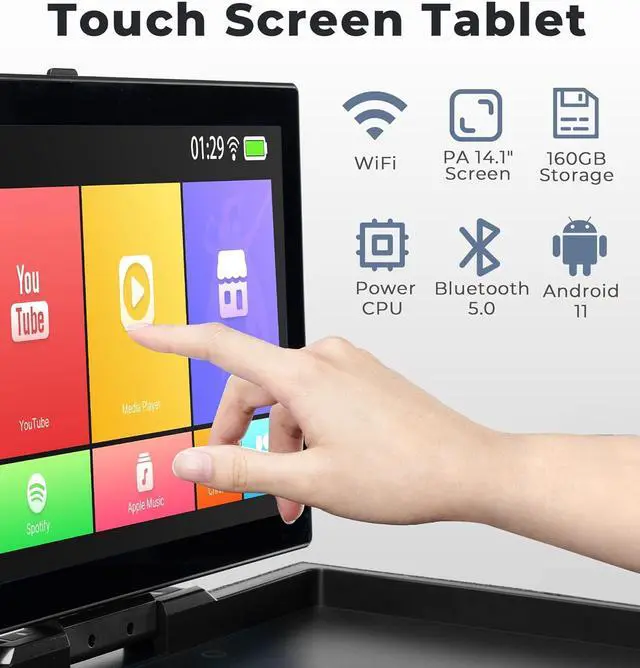 Alt view image 2 of 7 - Professional Karaoke Machine with Lyrics Display Screen for Adults, Portable Bluetooth Karaoke PA Speaker System with 2 UHF Wireless Microphones Built in 14.1" Touch Tablet & WiFi, by Vangoa