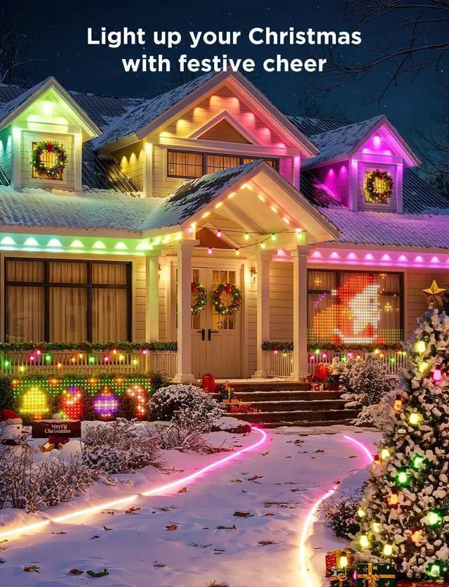 Alt view image 3 of 7 - Permanent Outdoor Lights Pro, 200ft with 120 RGBIC LED Lights for Daily and Accent Lighting, 75 Scene Modes for Christmas, IP67 Waterproof, Works with Alexa, Google Assistant, Matter, White