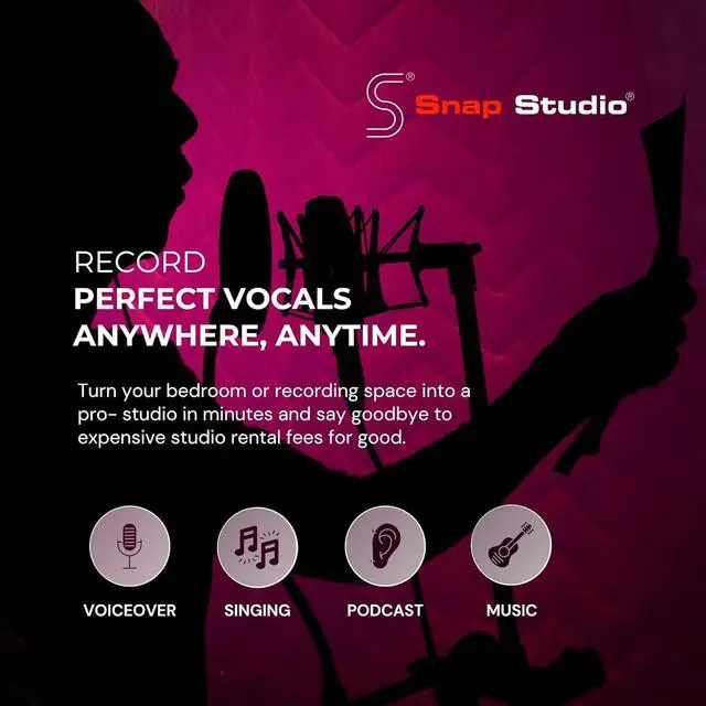 Alt view image 4 of 7 - Ultimate Vocal Booth | Portable Sound Booth for Recording Echo-Free Vocals | 360 Reverb Stand-In Isolation Shield | Pro-Sound Blankets | Recommended by Rolling Stone