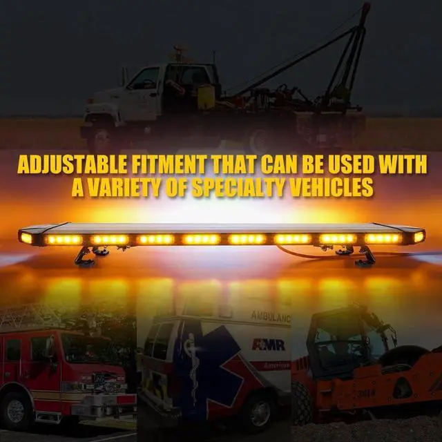 Alt view image 6 of 7 - Amber Emergency Strobe Bar Lights Black Hawk Hevy-duty Rooftop Security Flashing Hazard Warning Lightbar for Tow Trucks Construction Vehicles Traffic Pilot Cars Snowplow